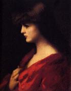 Jean-Jacques Henner Study of a Woman in Red Sweden oil painting artist